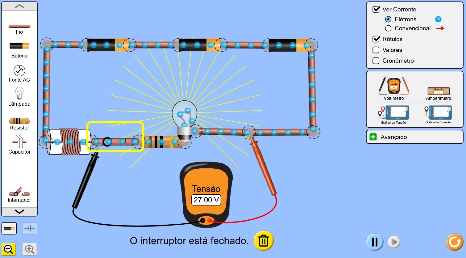 Kit para montar um circuito AC - Laboratrio Virtual