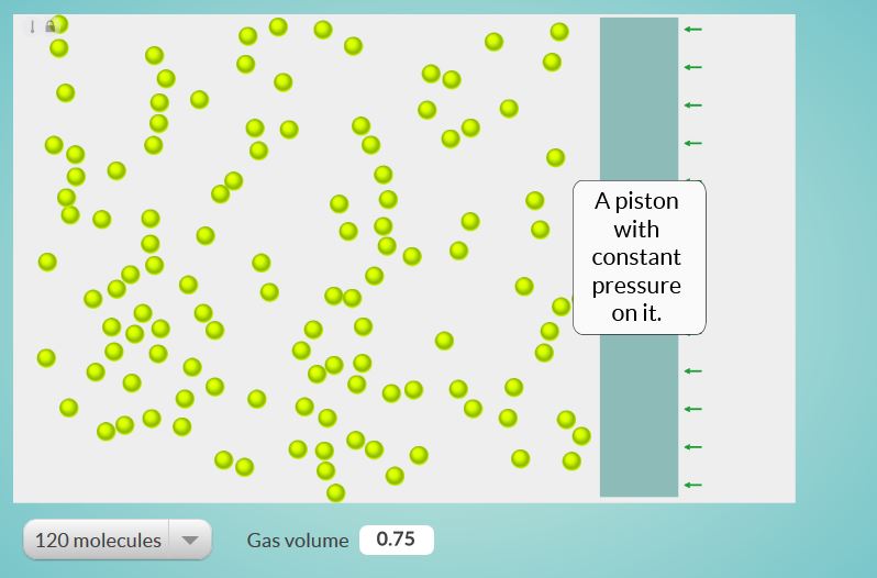 Relao entre volume e nmero molculas em sistema gasoso